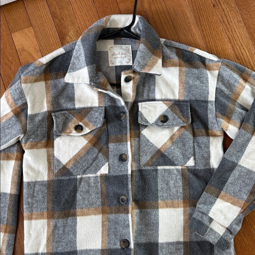 Altar'd State Cole Fleece Shacket The Summit Size XS Plaid Oversized Jacket - Picture 3 of 8